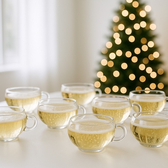 Vintage Riekes-Crisa Moderno hand-blown clear glass punch coupe cup SET of 9 - Picture 2 of 8